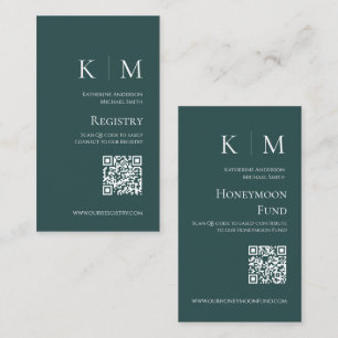 Emerald Green Monogram Modern-Wedding Registry- Visitenkarte