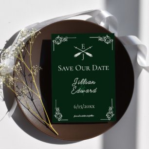 Emerald Green Monogram und Arrows Save the Date Ankündigung