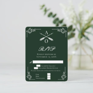 Emerald Green Monogram und Arrows Wedding RSVP