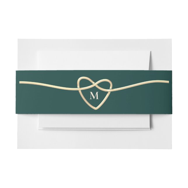 Emerald Green Monogram Wedding Einladungsbanderole (Vorderseite Beispiel)