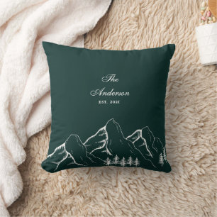 Emerald Green Mountain Pine Family Kissen
