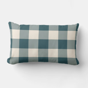 Emerald Green Off-White Gingham-Muster geprüft Lendenkissen