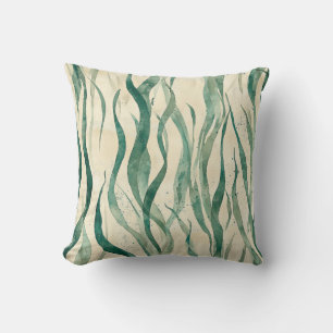 Emerald Green Ombre Seaweed Vintag Coastal Kissen