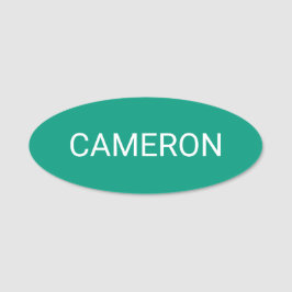 Emerald Green Oval Name Tag Button oder Magnetic 3
