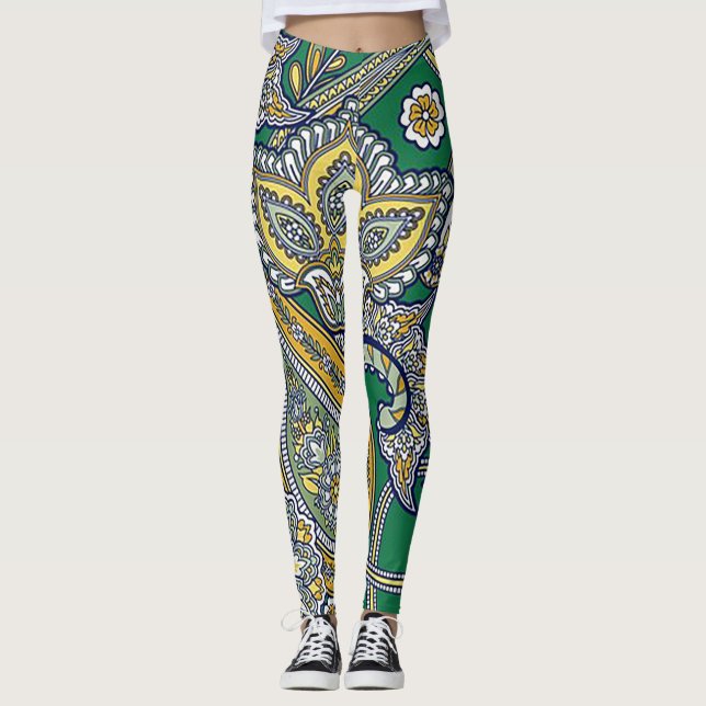 Emerald Green Paisley Leggings (Devant)