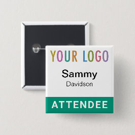 Emerald Green Participdee Badge Logo Pinback Carré