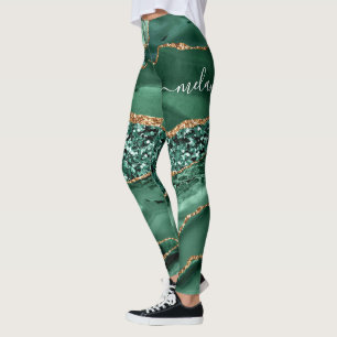 Emerald Green Parties scintillant Gold Leggings No