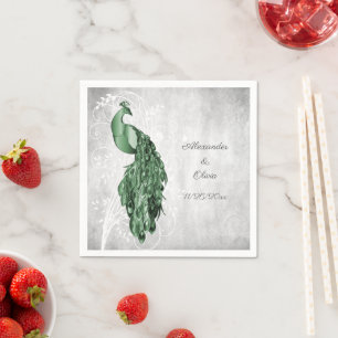 Emerald Green Peacock Brautparty Napkins Serviette