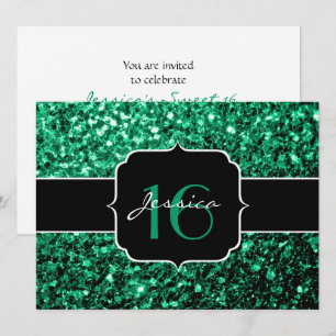 Emerald Green pétiole Sweet 16 Invitation