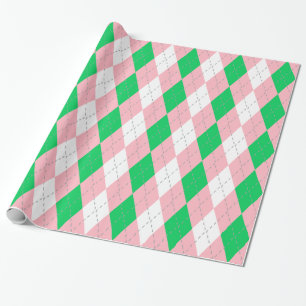 Emerald Green Pink Dk Gray Wht XL Raute Geschenkpapier