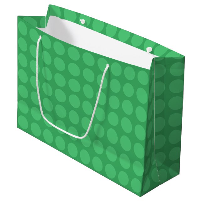 Emerald Green Polka Dot Pattern Große Geschenktüte (Vorderseite Schrägansicht)