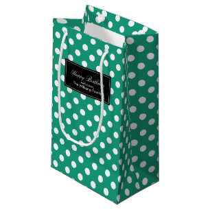 Emerald Green Polka Dots Personalisiert Kleine Geschenktüte