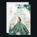 Emerald Green Princess Floral Mexican Mis Quince Einladung<br><div class="desc">EDITABLE Emerald Green Princess Floral mexikanische Mis Quince Einladung Elegant Hunter Grün Blumengrün Geburtstag Girl Party Gold Butterfly Sweet 15 Geburtstag Quinceañera Einladung</div>