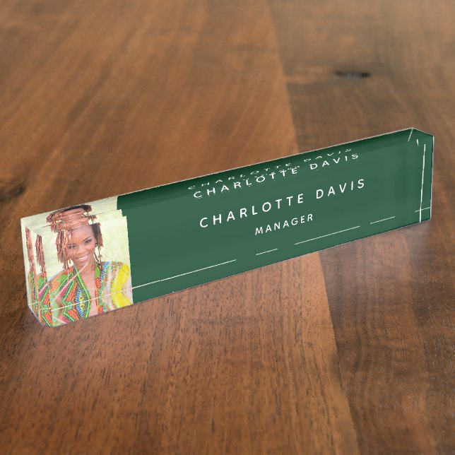 Emerald Green Profile Foto Name Business Namensplakette (Seite)