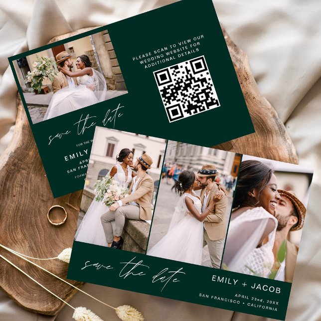 Emerald Green QR Code Save the Date 4 Foto (Von Creator hochgeladen)