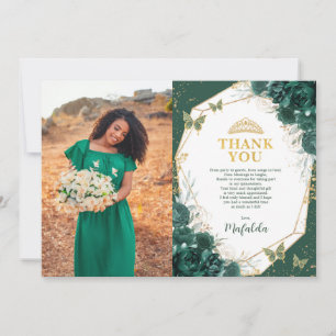 Emerald Green Quinceanera Carte de remerciements p