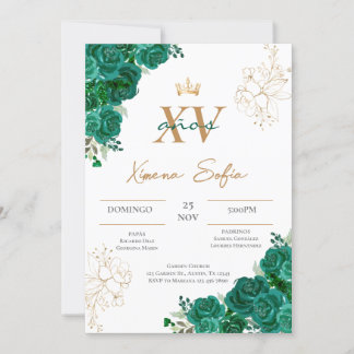 Emerald Green Quinceanera Einladung