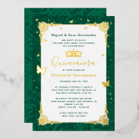Emerald Green Quinceañera Elegante Butterfly
