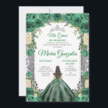 Emerald Green Quinceanera Silver Crown Glitzer Einladung<br><div class="desc">Emerald Green Quinceanera Silver Crown Glitzer Einladung Mis Quince Anos,  15. Geburtstag, </div>