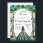 Emerald Green Quinceanera Silver Crown Glitzer Einladung<br><div class="desc">Emerald Green Quinceanera Silver Crown Glitzer Einladung Mis Quince Anos,  15. Geburtstag, </div>