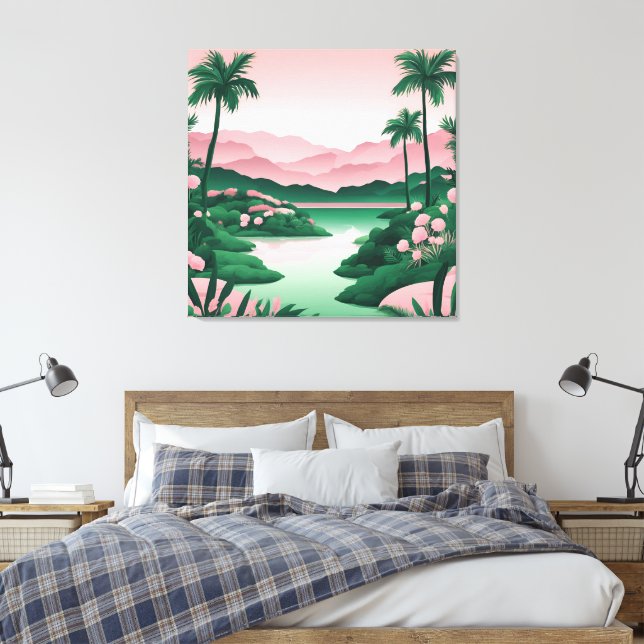 Emerald Green Retreat AI Art Leinwanddruck (Insitu (Schlafzimmer))