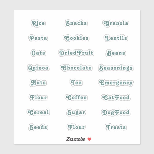 Emerald Green Retro Pantry Labels (Blatt)