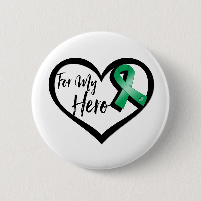 Emerald Green Ribbon für meinen Helden Button (Vorderseite)