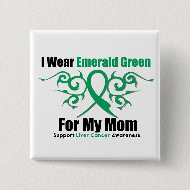 Emerald Green Ribbon (Mama) - Leberkrebs Button (Vorderseite)