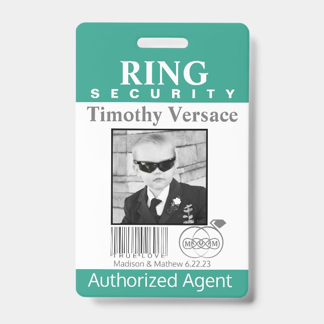 Emerald Green Ring Bearer Security Abzeichen Ausweis (Front)