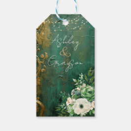 Emerald Green Romantic Floral Wedding Geschenkanhänger