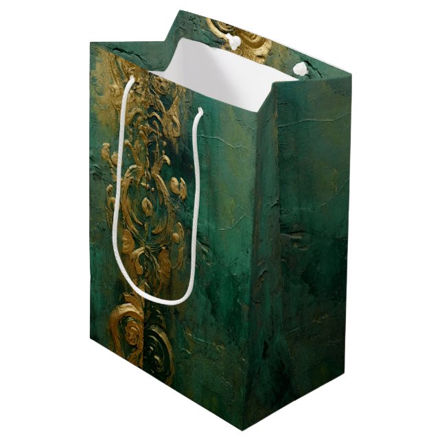 Emerald Green Romantic Wedding Mittlere Geschenktüte (Vorderseite Schrägansicht)