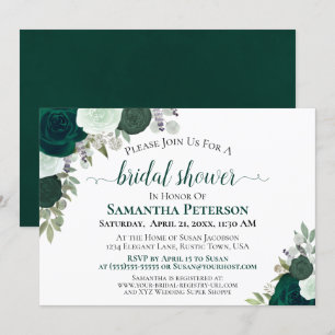 Emerald Green Rose Elegantes Brautparty Einladung