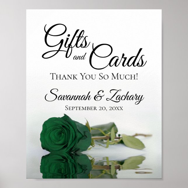 Emerald Green Rose Gifts & Cards Hochzeitszeichen Poster (Vorne)