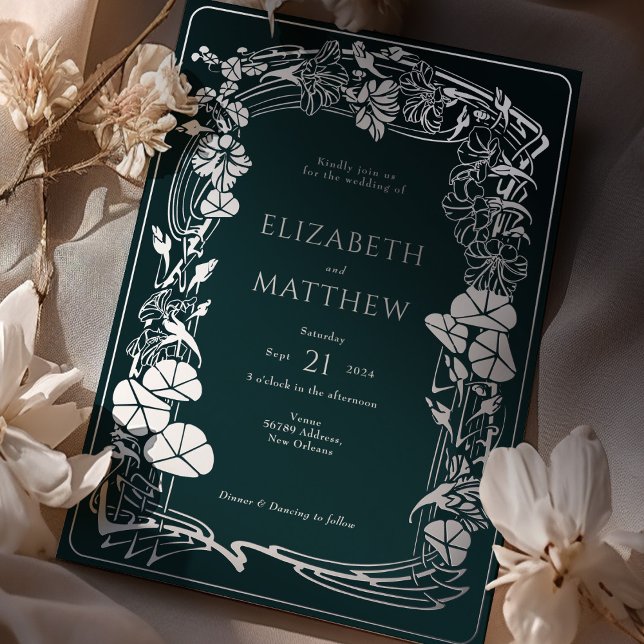 Emerald Green Rose Gold Floral Wedding Folieneinladung (Von Creator hochgeladen)
