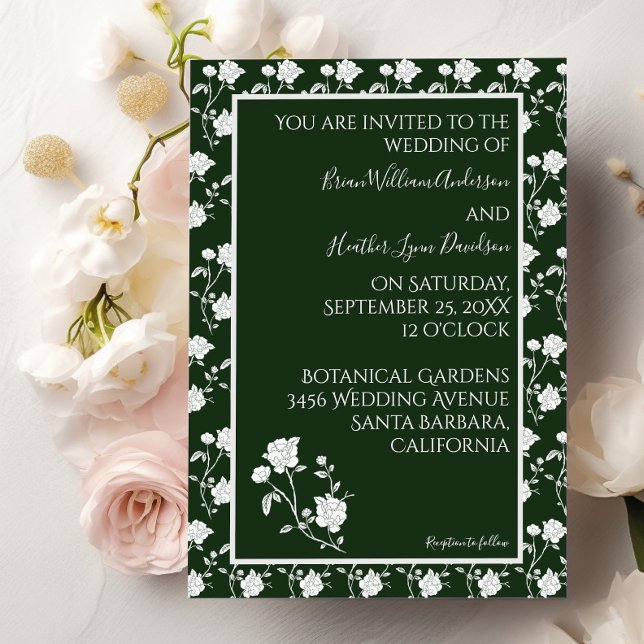Emerald Green Rose Hochzeitseinladung Einladung (Emerald Green Rose Wedding Invitation)