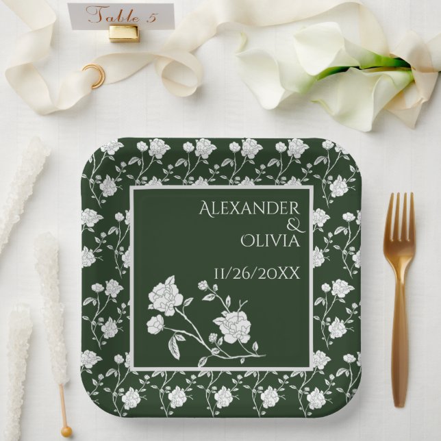 Emerald Green Rose Polterabend Paper Teller (Hochzeit)