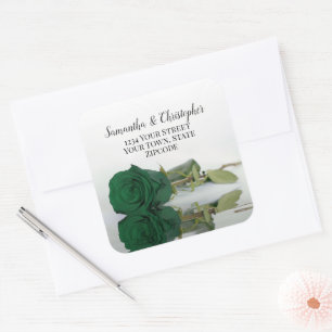 Emerald Green Rose Rücksendeadresse Umschlag Aufkl Quadratischer Aufkleber