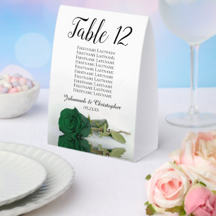 Emerald Green Rose Wedding Tischnummer mit Namen Tischaufsteller