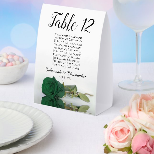 Emerald Green Rose Wedding Tischnummer mit Namen Tischaufsteller (In Situ (Hochzeit))