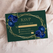 Emerald Green Royal Blue Floral Gold Wedding