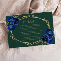 Emerald Green Royal Blue Floral Wedding Details