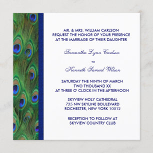 Emerald Green Royal Blue Peacock Wedding Einladung