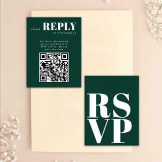 Emerald Green RSVP Cards für HochzeitQR Code