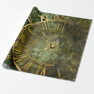 Emerald Green Rustic Steampunk Clock (12) Geschenkpapier