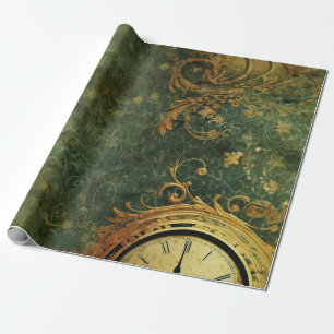 Emerald Green Rustic Steampunk Clock (6) Geschenkpapier
