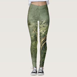 Emerald Green Rustic Steampunk Clock (7) Leggings