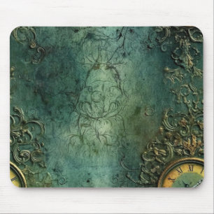 Emerald Green Rustic Steampunk Clock (8) Mousepad