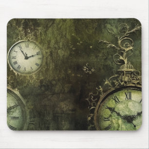 Emerald Green Rustic Steampunk Clock (9) Mousepad