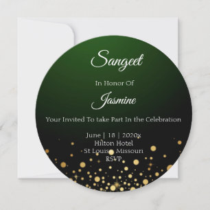 Emerald Green Sangeet Card Hochzeit Dankeskarte