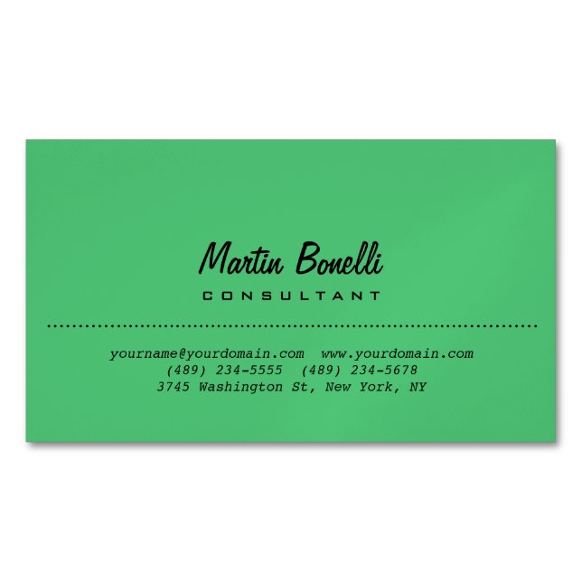 Emerald Green Schlicht Minimalistisch Magnetische Visitenkarte (Vorderseite)
